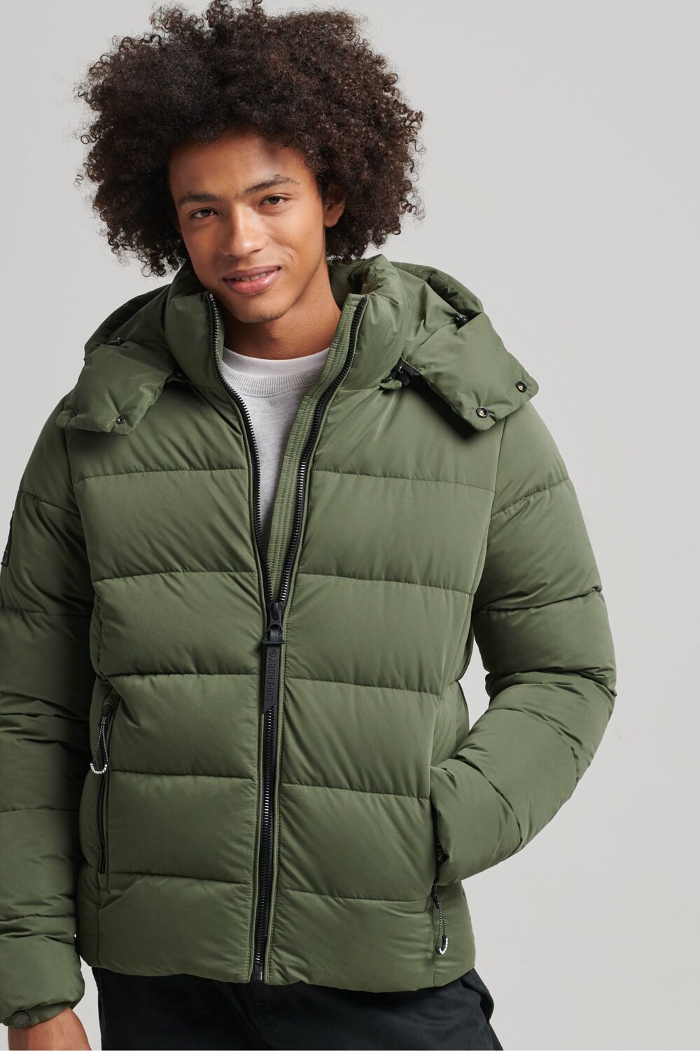 

Пуховик Mountain из микрофибры Superdry, зеленый