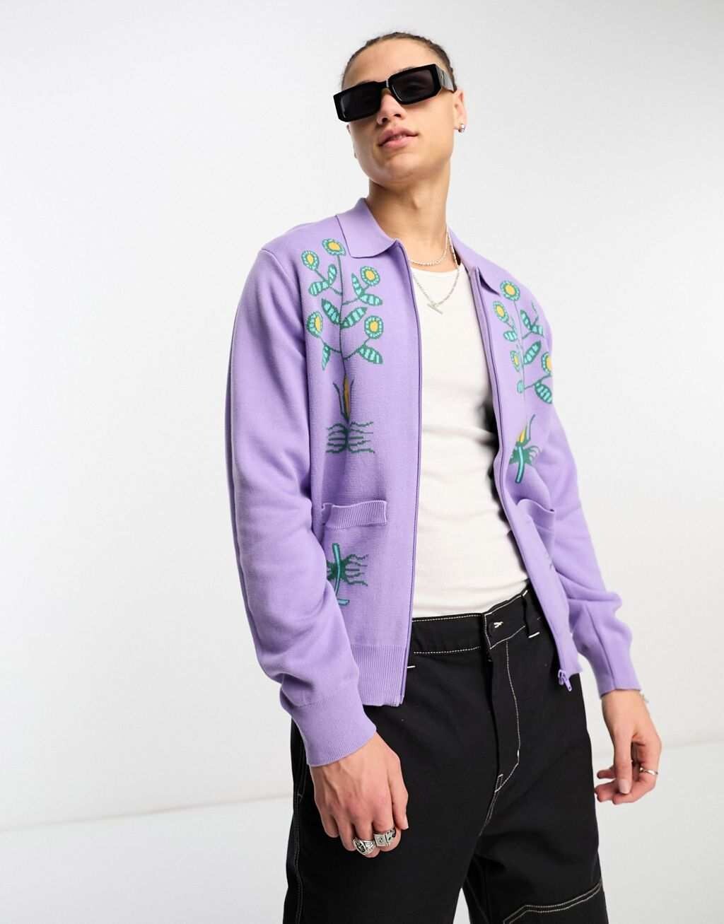 

Фиолетовый кардиган на молнии Obey Toten
