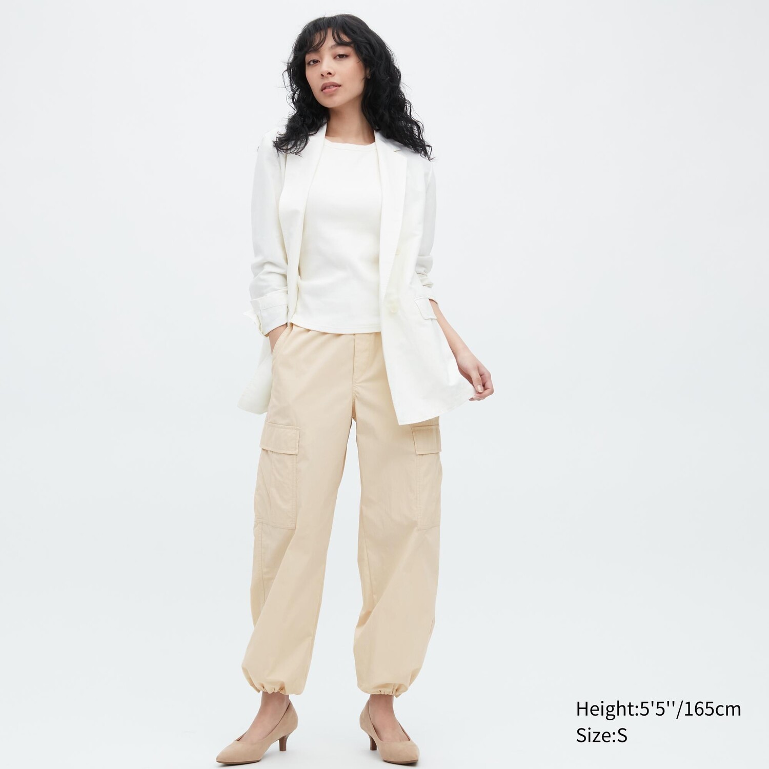 

Брюки-карго UNIQLO широкого кроя, бежевый