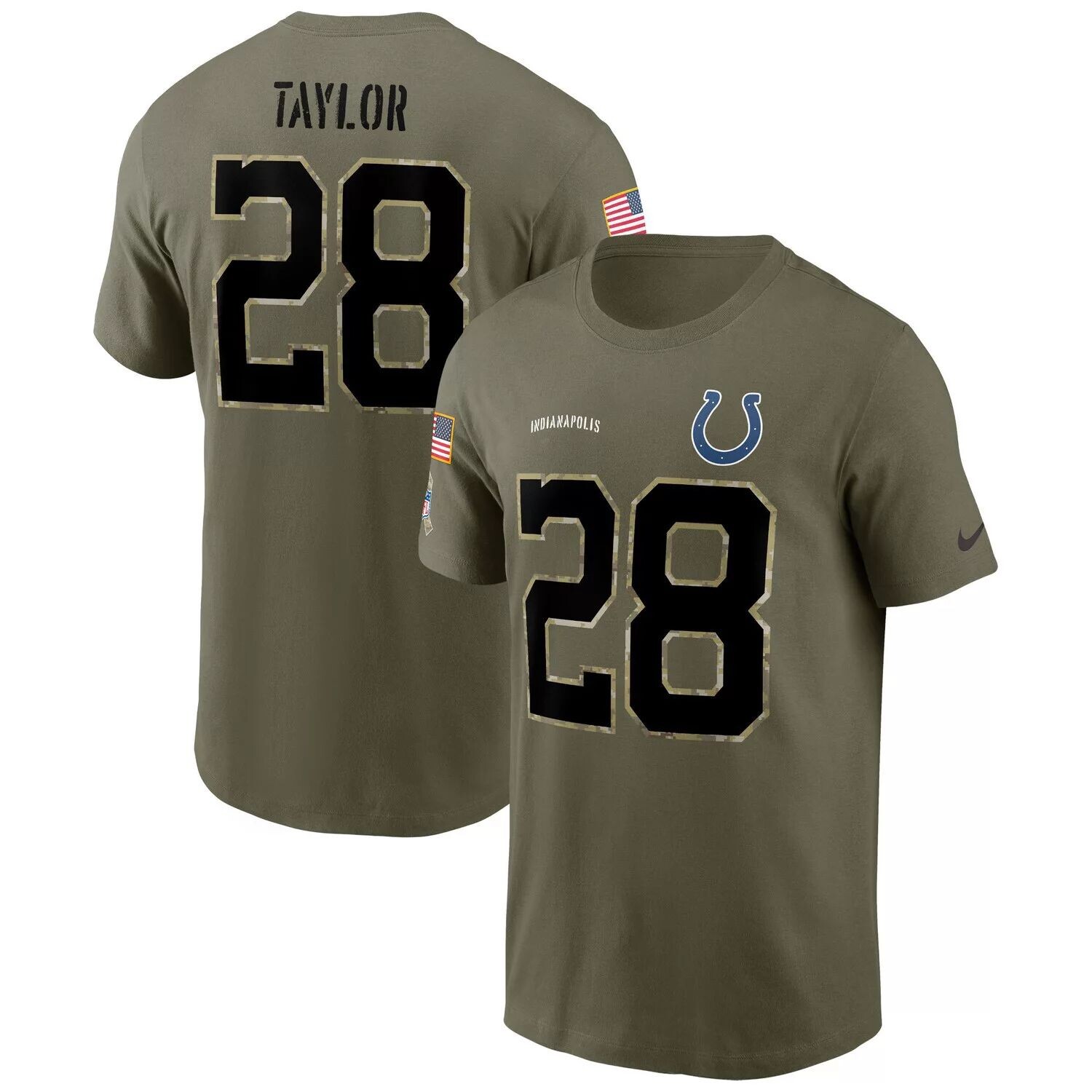 

Мужская футболка Jonathan Taylor Olive Indianapolis Colts 2022 Salute To Service с именем и номером Nike