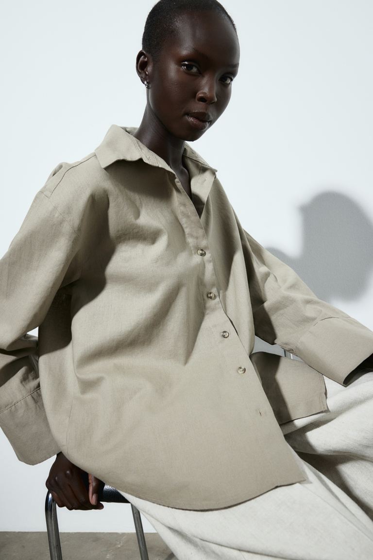 Блузка из смеси льна H&M, серый