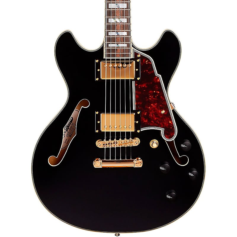 Электрогитара D'Angelico Excel Mini DC Semi-Hollow Electric Guitar Black