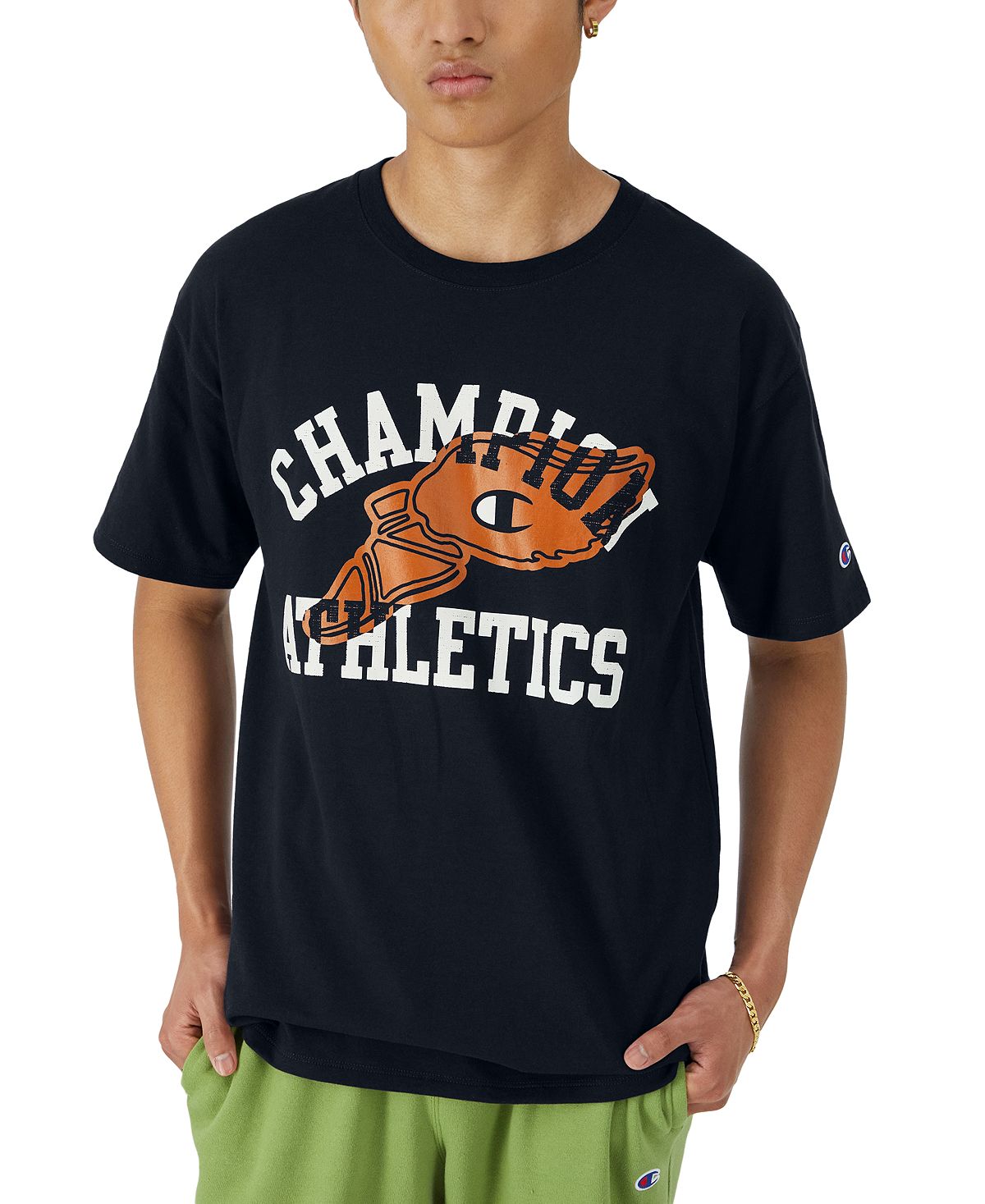 Мужская классическая футболка с графическим логотипом Champion