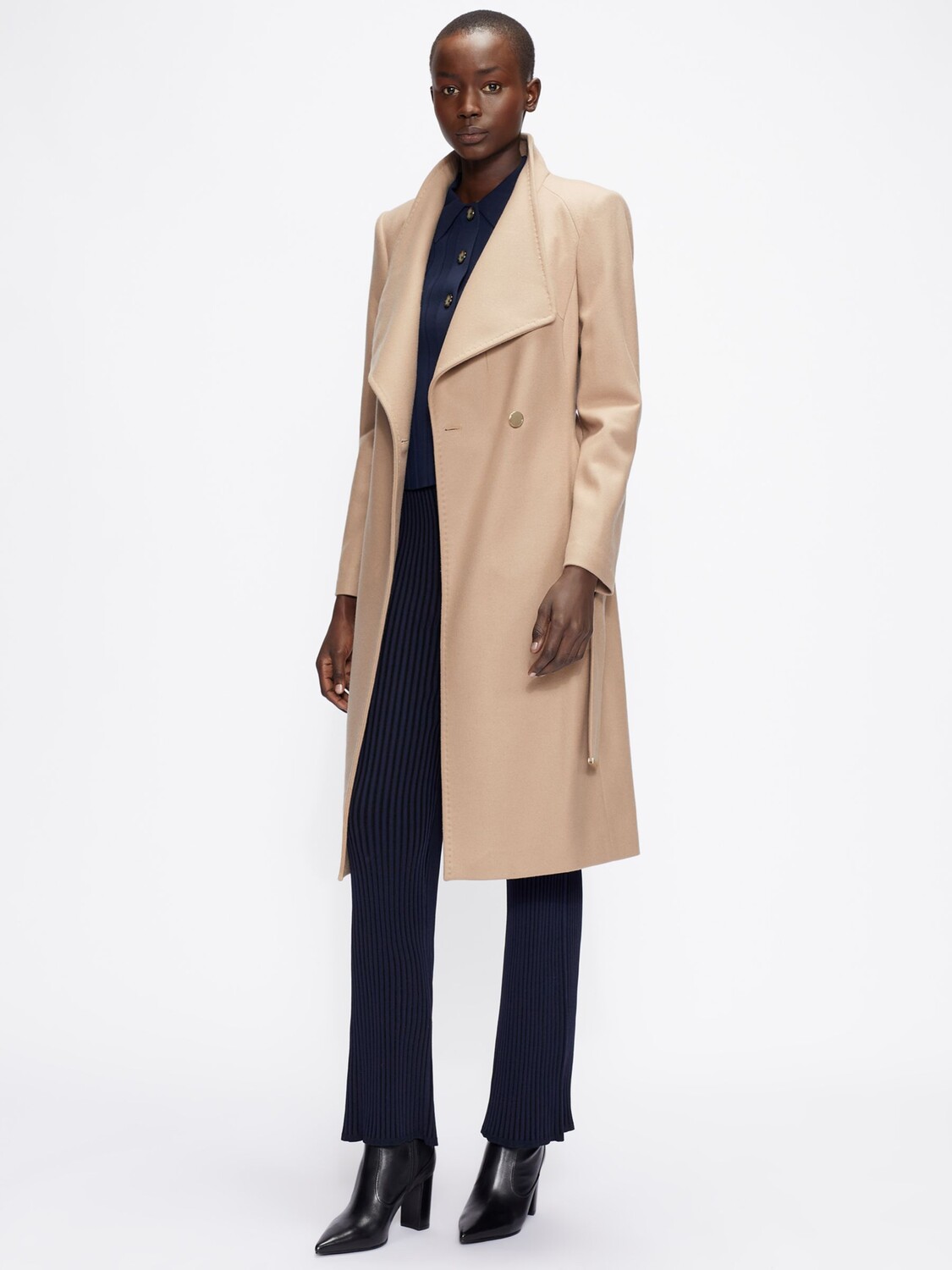 

Пальто средней длины с запахом Rose из смесовой шерсти Ted Baker, кэмел