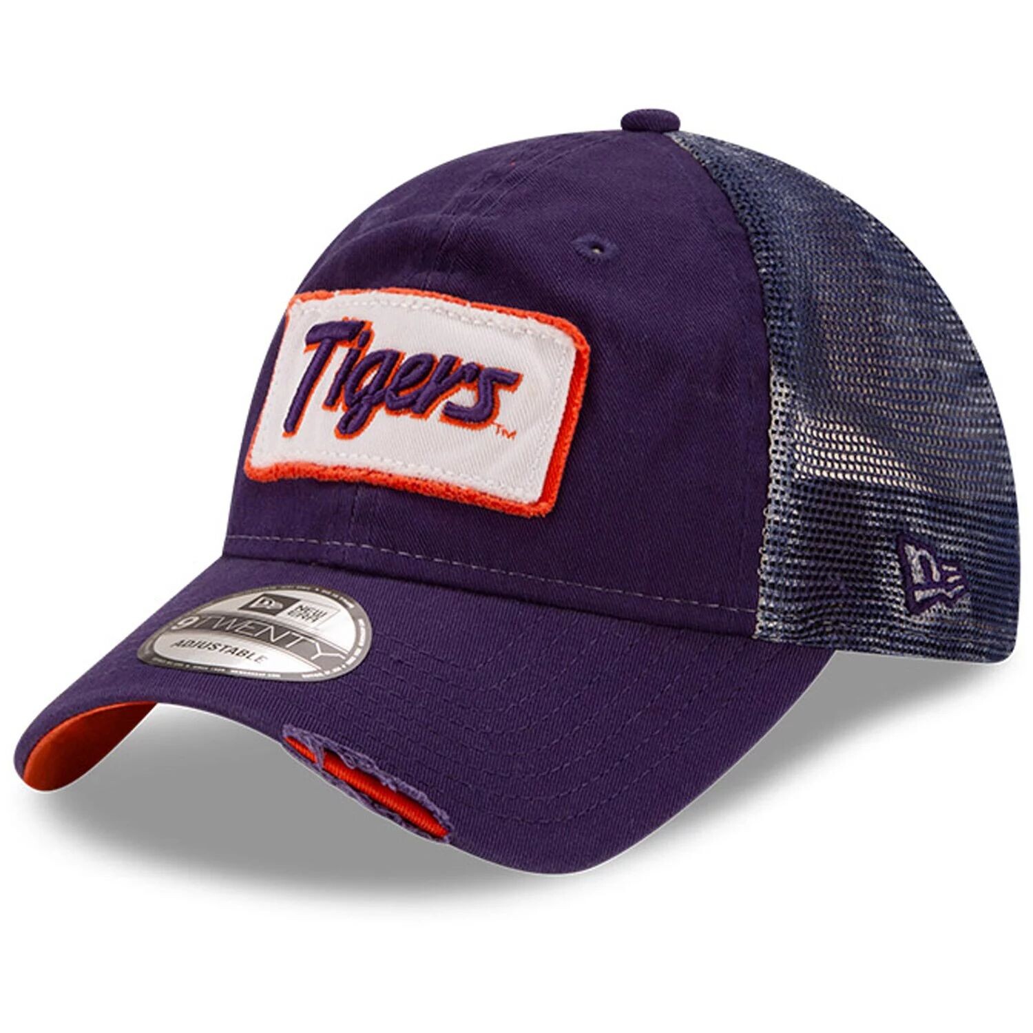 

Мужская регулируемая кепка New Era Purple Clemson Tigers с потертостями 9TWENTY Trucker
