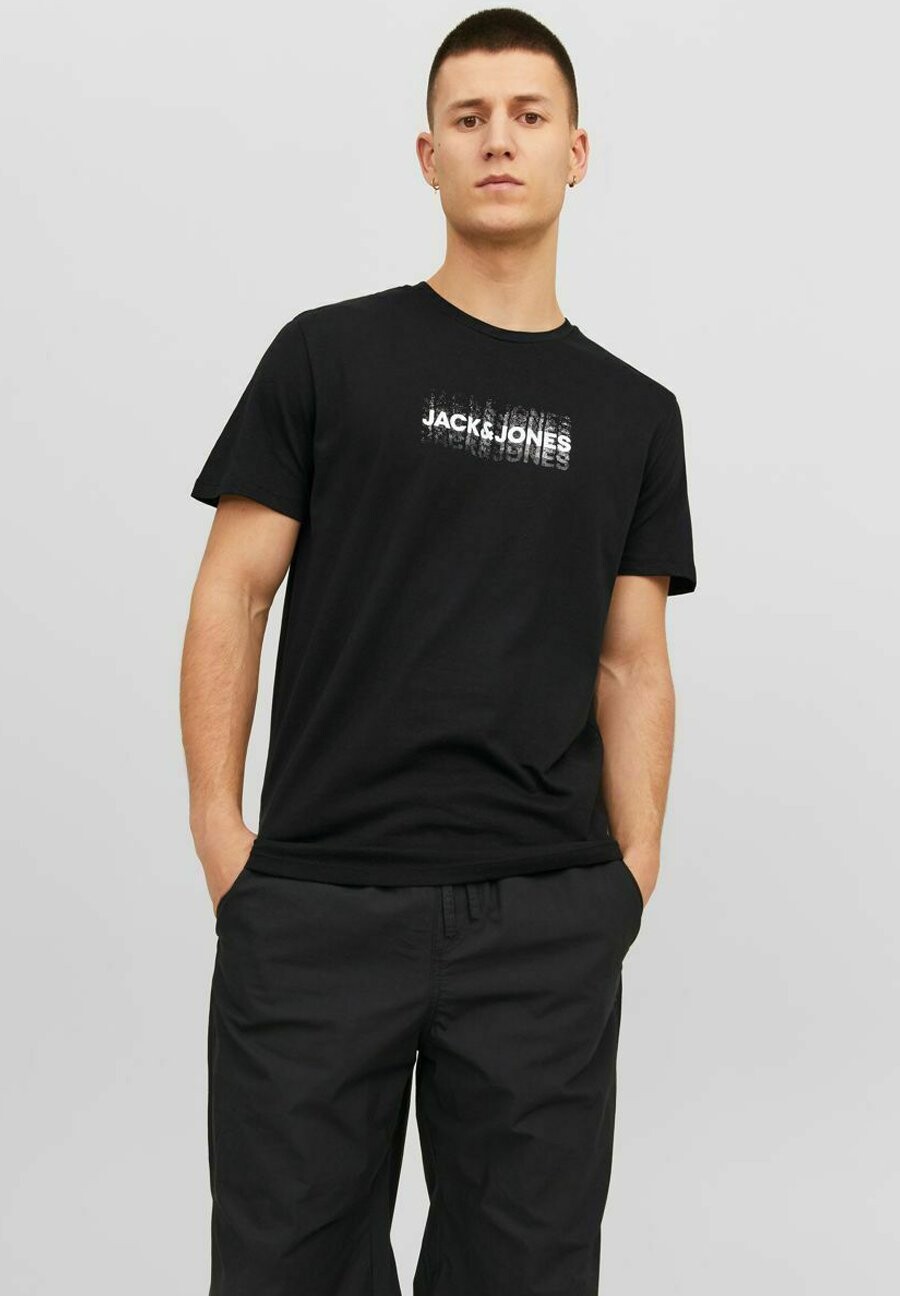 

Футболка с принтом Jack & Jones, черный меланж