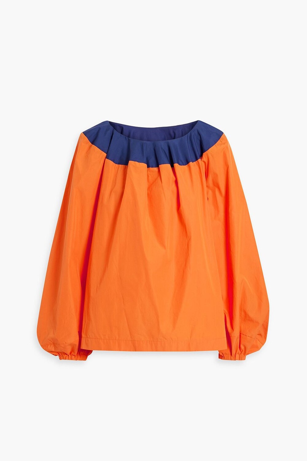 

Двухцветный топ из хлопкового поплина со сборками. DRIES VAN NOTEN, оранжевый