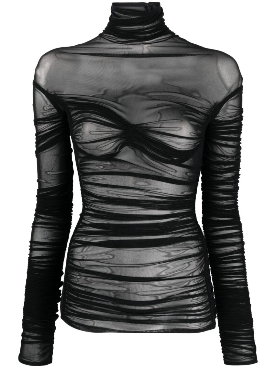 

Mugler сетчатый топ с драпировкой, черный