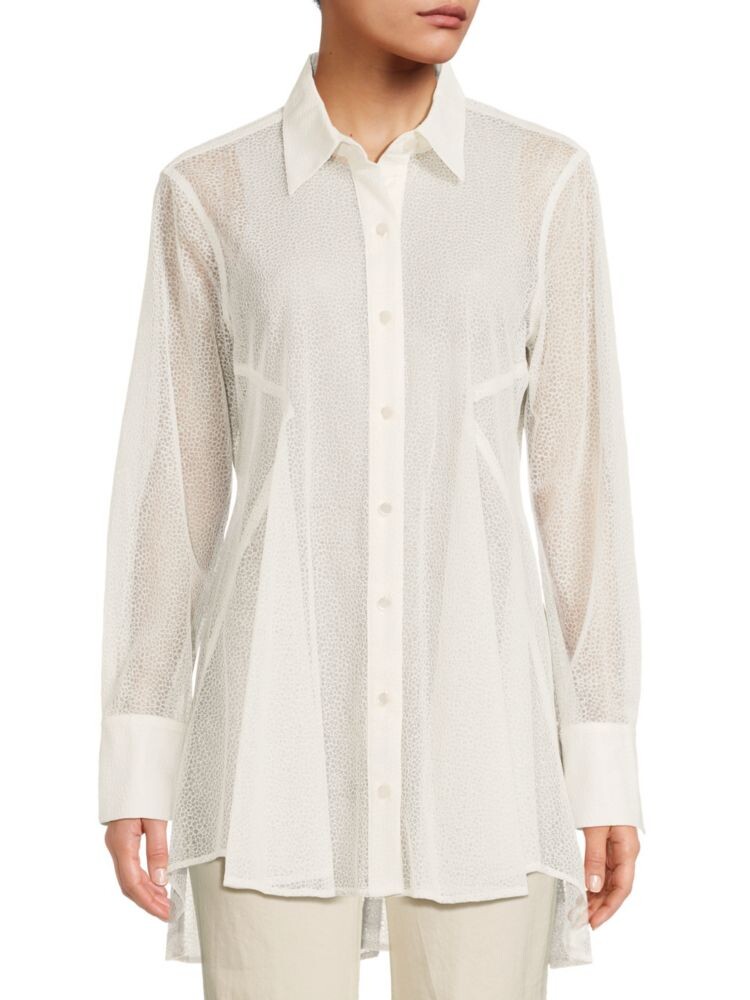 

Фирменная кружевная рубашка Donna Karan, слоновая кость