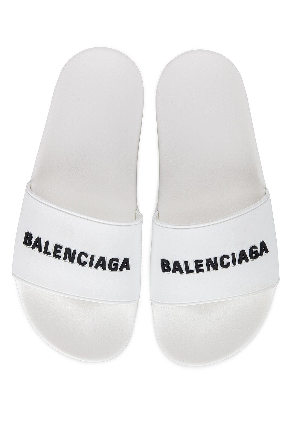 

Сандалии Balenciaga Rubber Logo Pool Slides, цвет White & Black