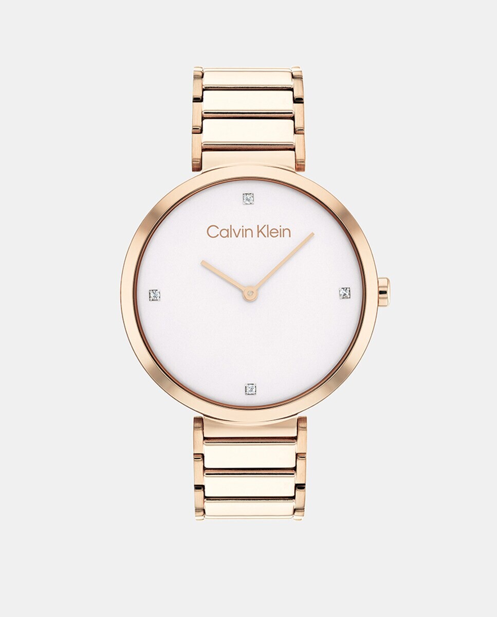 

Минималистичные женские часы 25200135 из розовой стали Calvin Klein, розовый