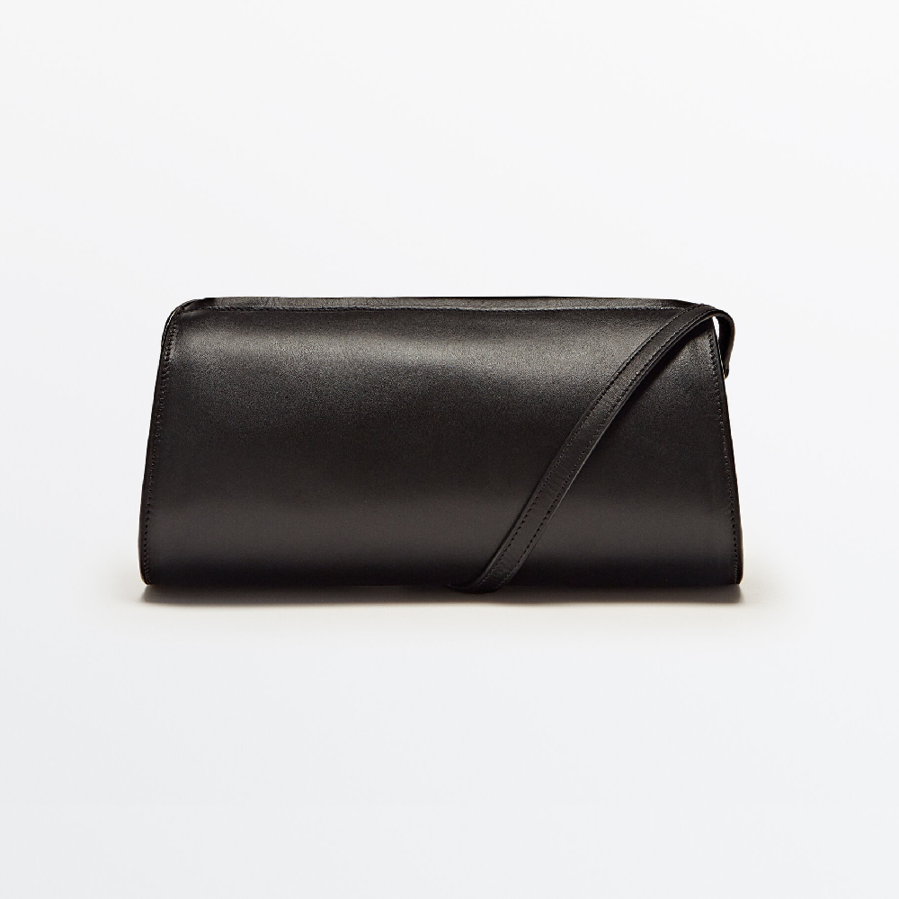 Сумка Massimo Dutti Plain Leather Cylindrical Crossbody, черный кожаная ручка ремешок сумка застежка лобстер сменная сумка на запястье ремешок кошелек для сумки аксессуары