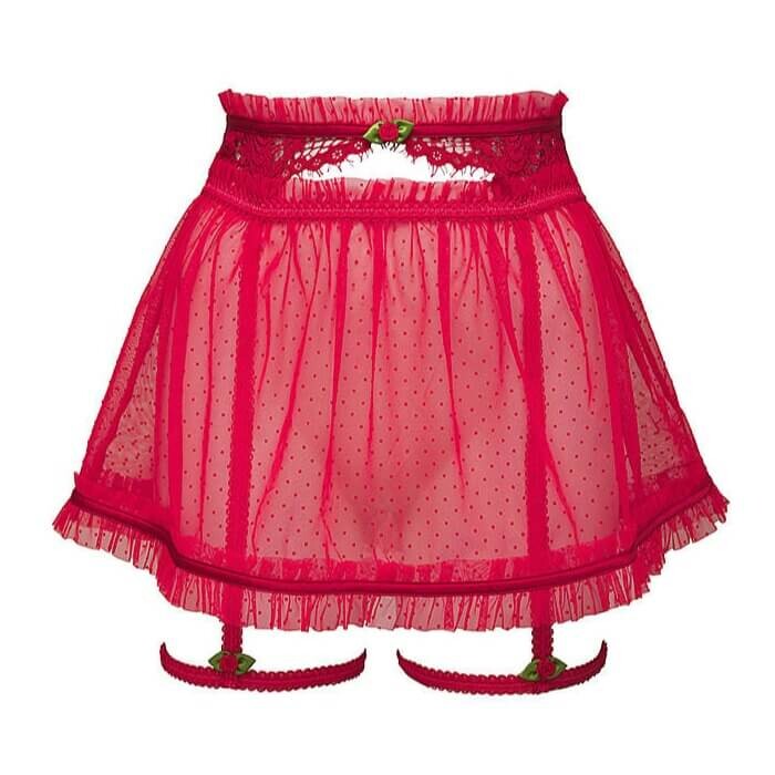

Пояс для чулок с юбкой For Love & Lemons Rose Lace, красный