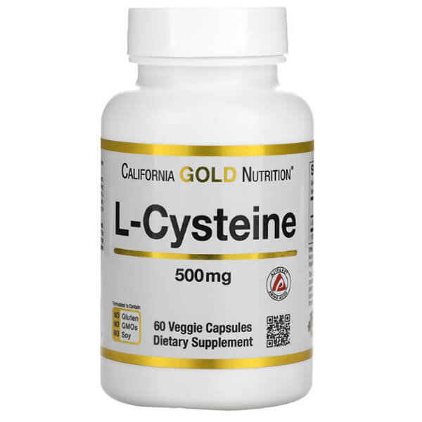 L-цистеин California Gold Nutrition 500 мг, 60 капсул мастиковая смола 1000 мг 60 капсул california gold nutrition