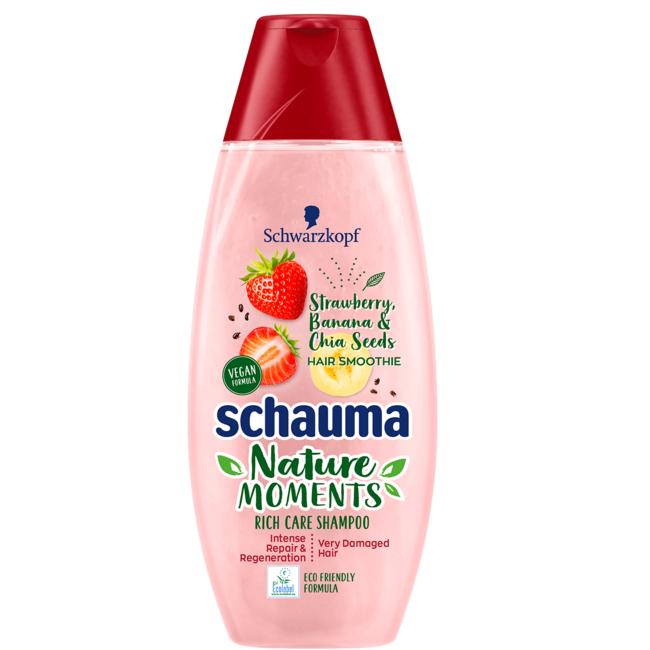 Schauma Nature Moments Hair Smoothie Shampoo Интенсивно восстанавливающий шампунь для поврежденных волос 400мл мюсли granolife клубника семена чиа 400 г