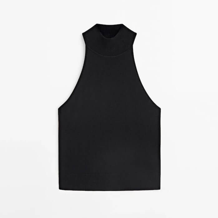

Топ Massimo Dutti Mock Turtleneck Knit, черный