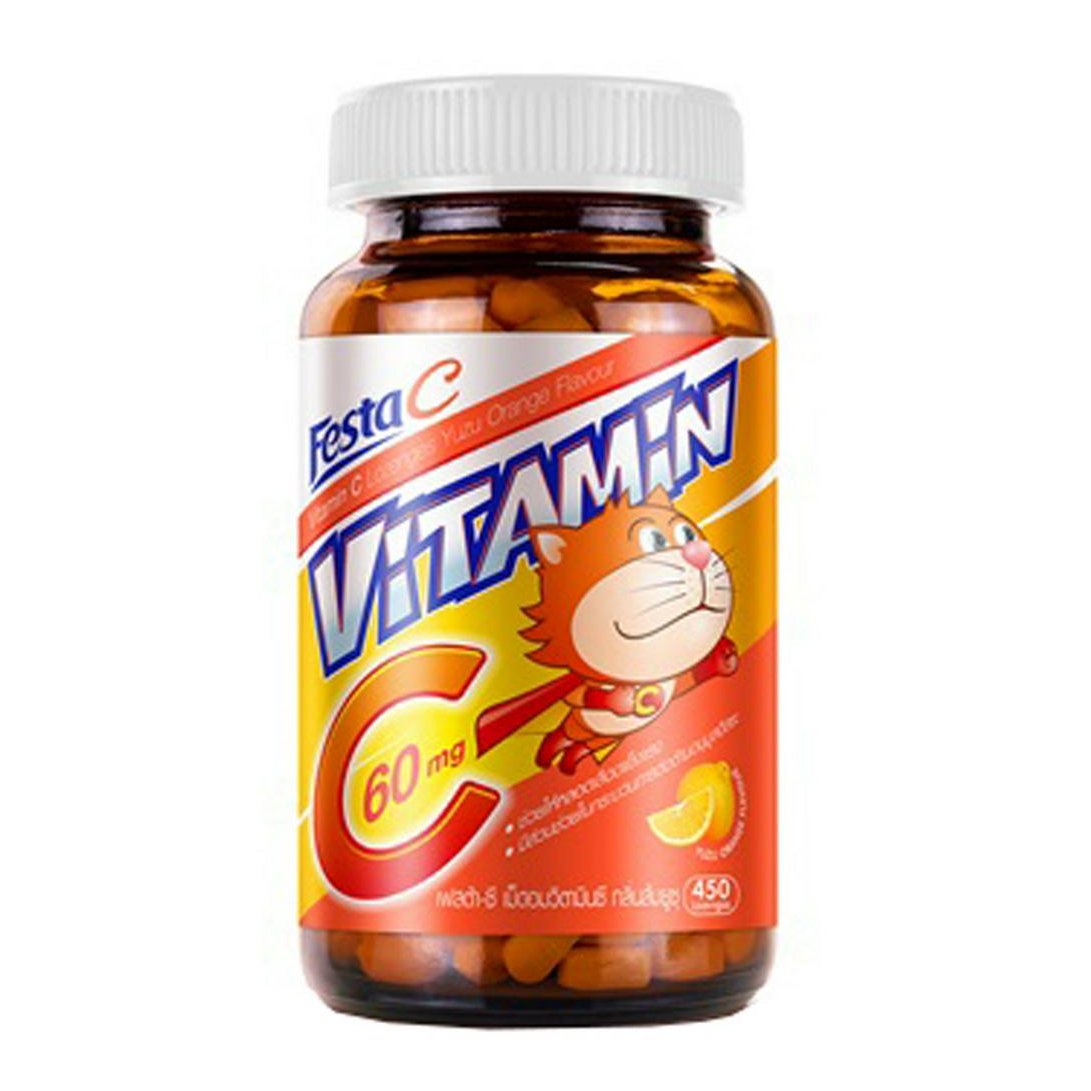 Витамин C Vistra Festa C, 60 мг, 450 таблеток таблетки жевательные с витамином с actifruit с сахаром со вкусом апельсина 10 шт