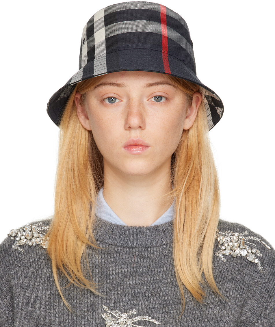 

Темно-синяя панама в крупную клетку Burberry