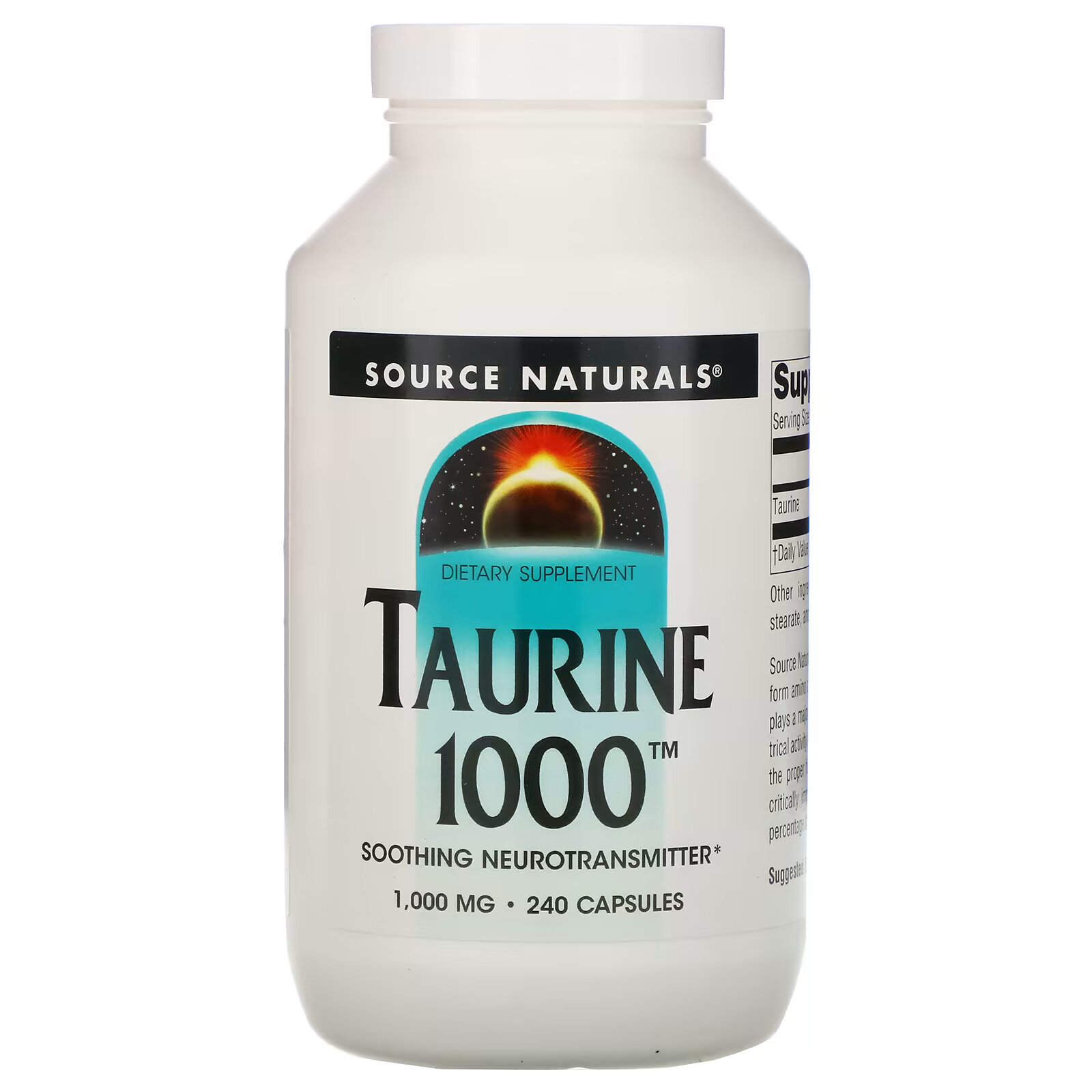 цена Source Naturals, Таурин, 1000 мг, 240 капсул