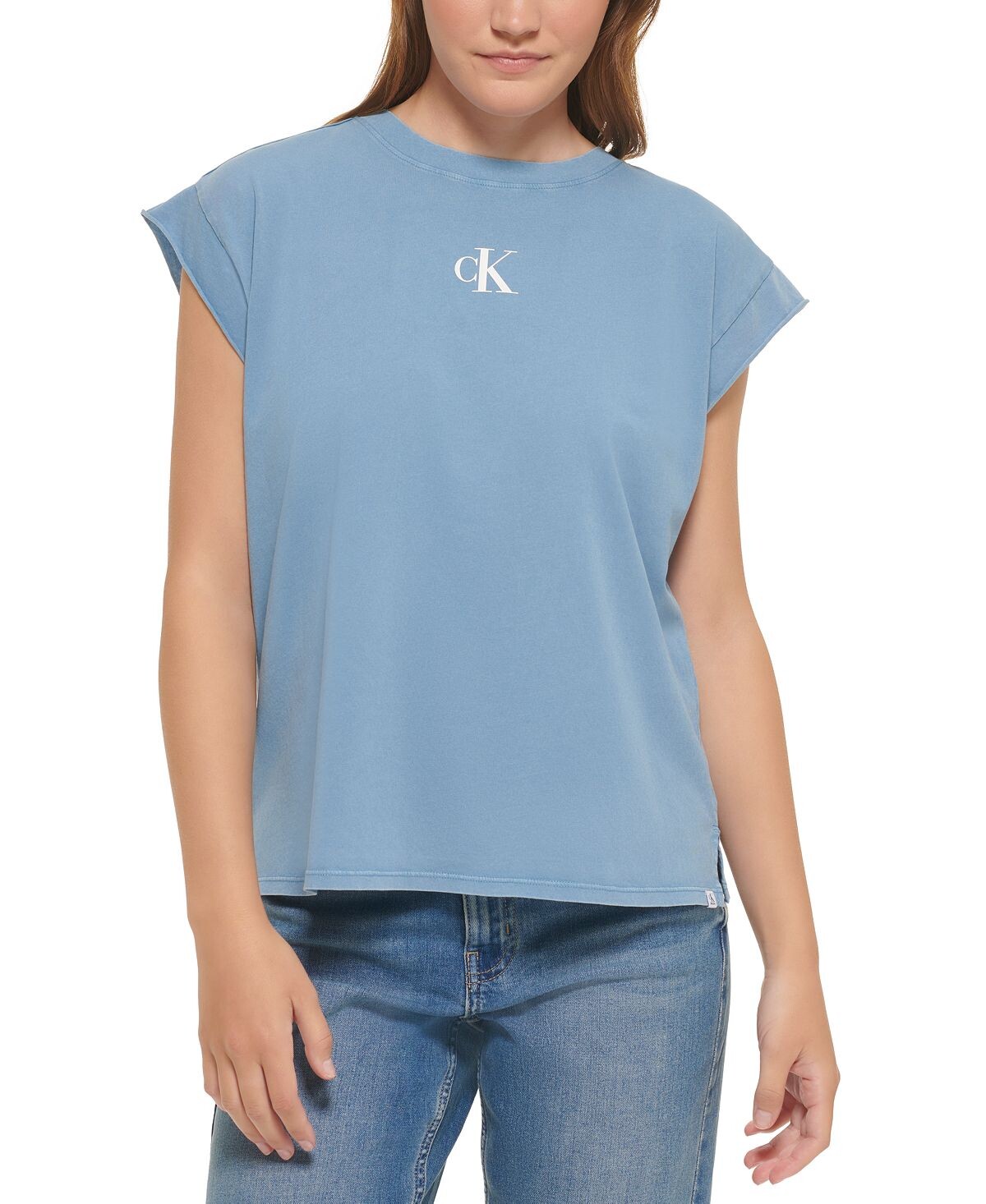 

Женская хлопковая футболка с короткими рукавами Calvin Klein Jeans, мульти