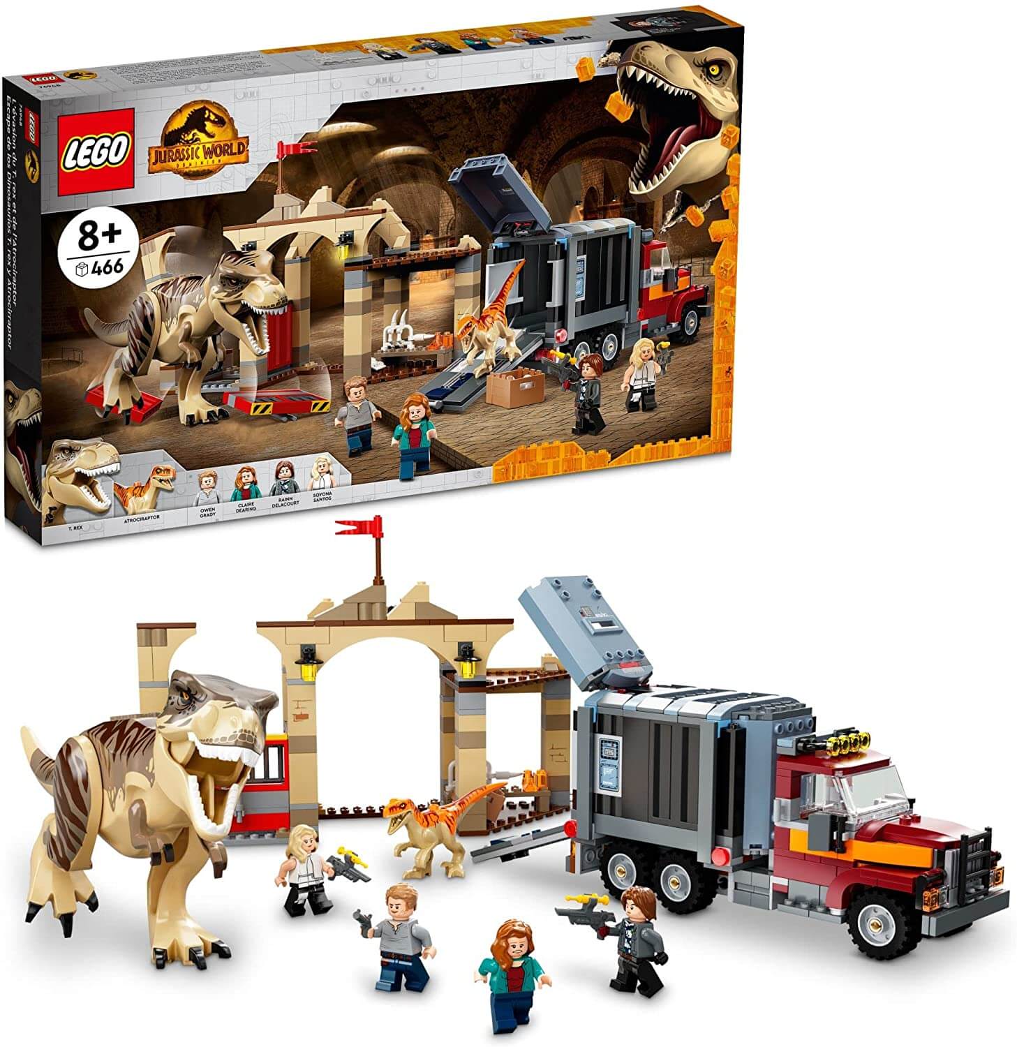 Конструктор LEGO Jurassic World T.rex & Atrociraptor Dinosaur Breakout 76948, 466 деталей stone rex dinosaur club the t rex attack