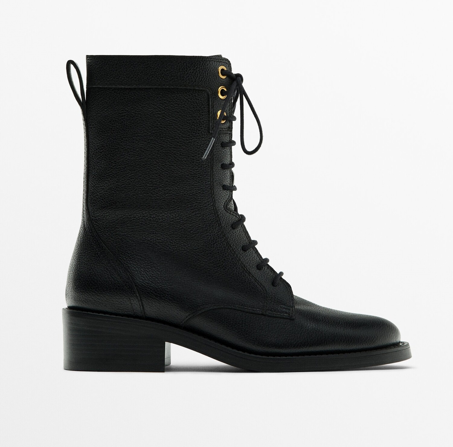 

Ботинки Massimo Dutti Lace-up Flat Ankle, черный