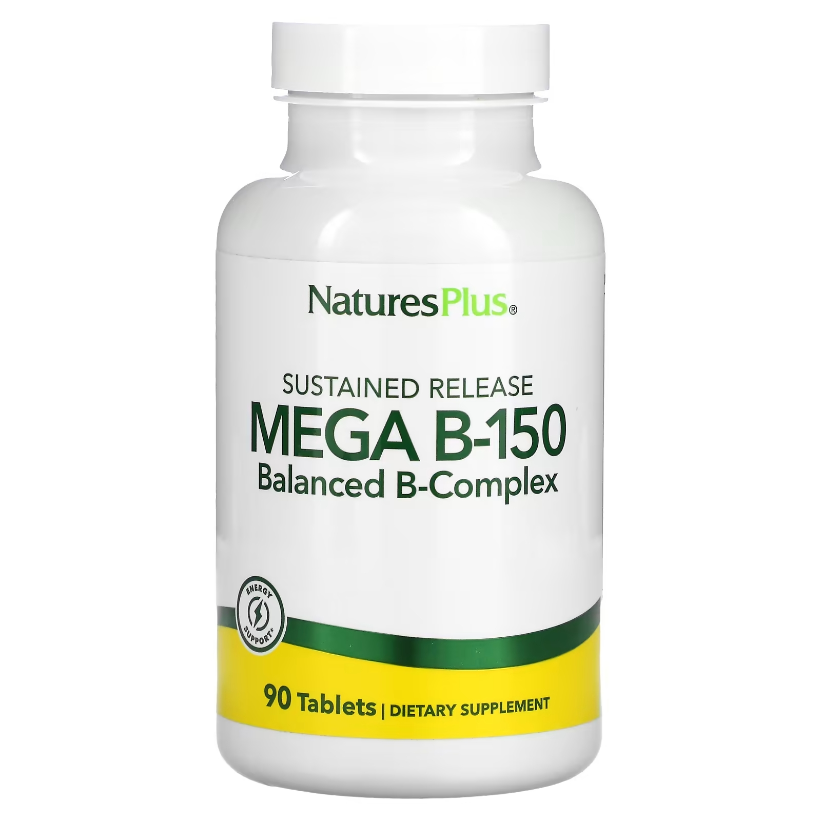NaturesPlus Mega B-150 с замедленным высвобождением сбалансированный комплекс витаминов группы B, 90 таблеток