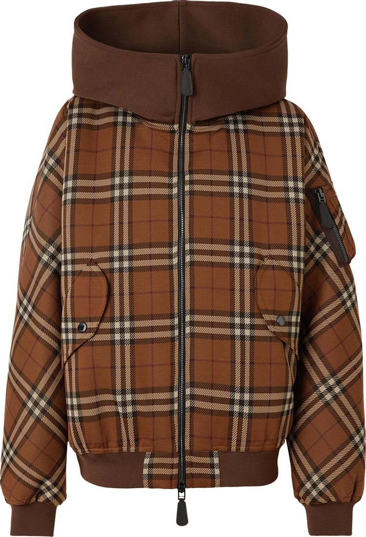 Куртка Burberry Check Jacquard Hooded Bomber Jacket 'Brown', коричневый