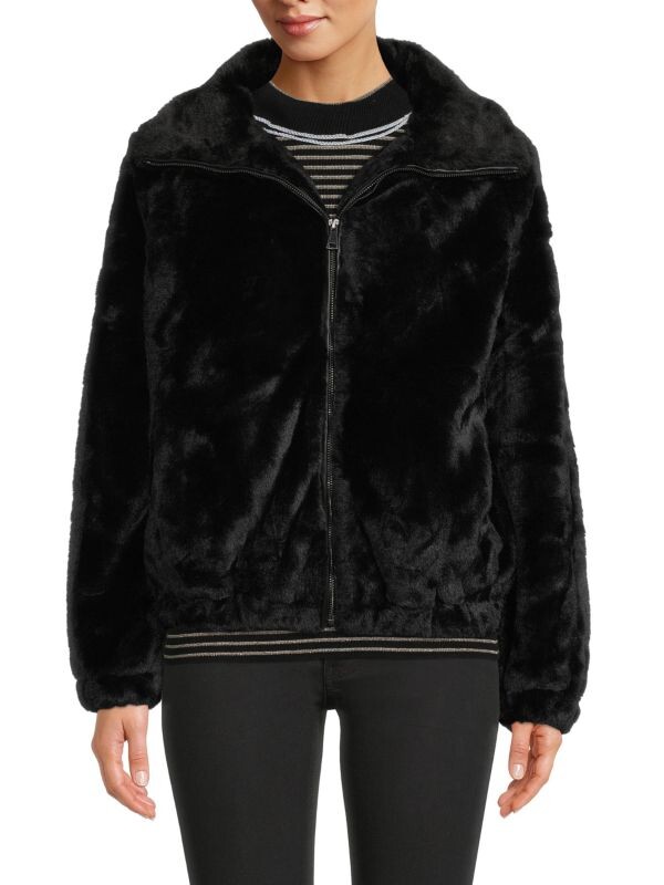 

Куртка Saks Fifth Avenue из искусственного меха на молнии, черный
