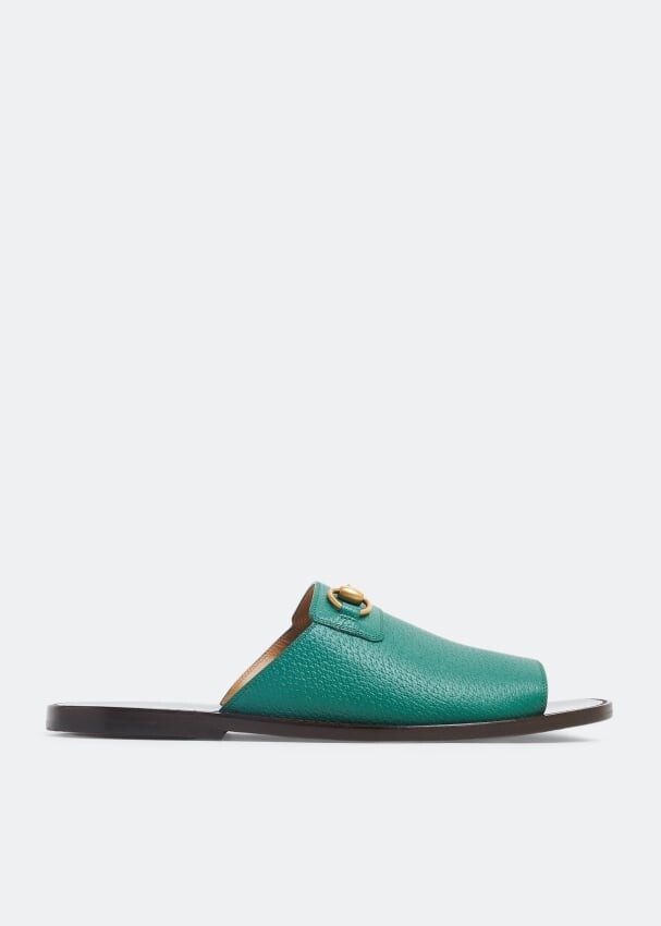 

Сандалии GUCCI Horsebit slide sandals, зеленый
