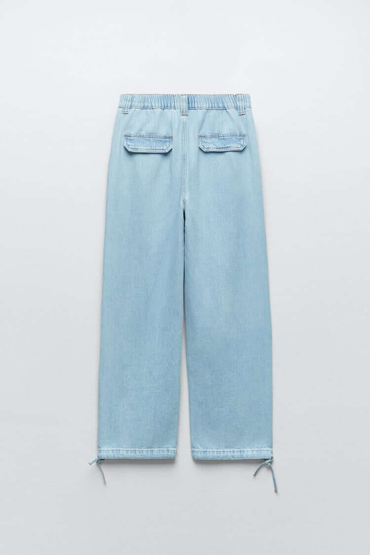 

Джинсы-джоггеры женские Zara Z1975 High-waist With Drawstrings, голубой