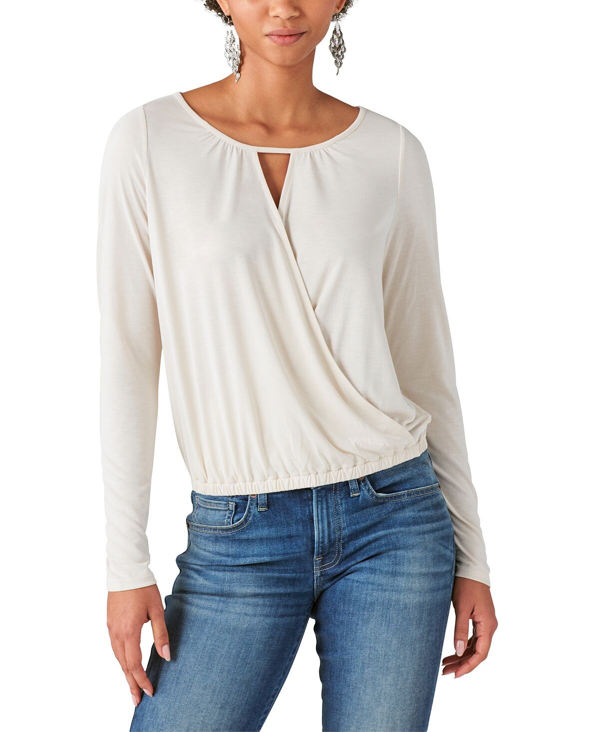 

Женский топ sandwash faux-wrap с v-образным вырезом Lucky Brand, мульти