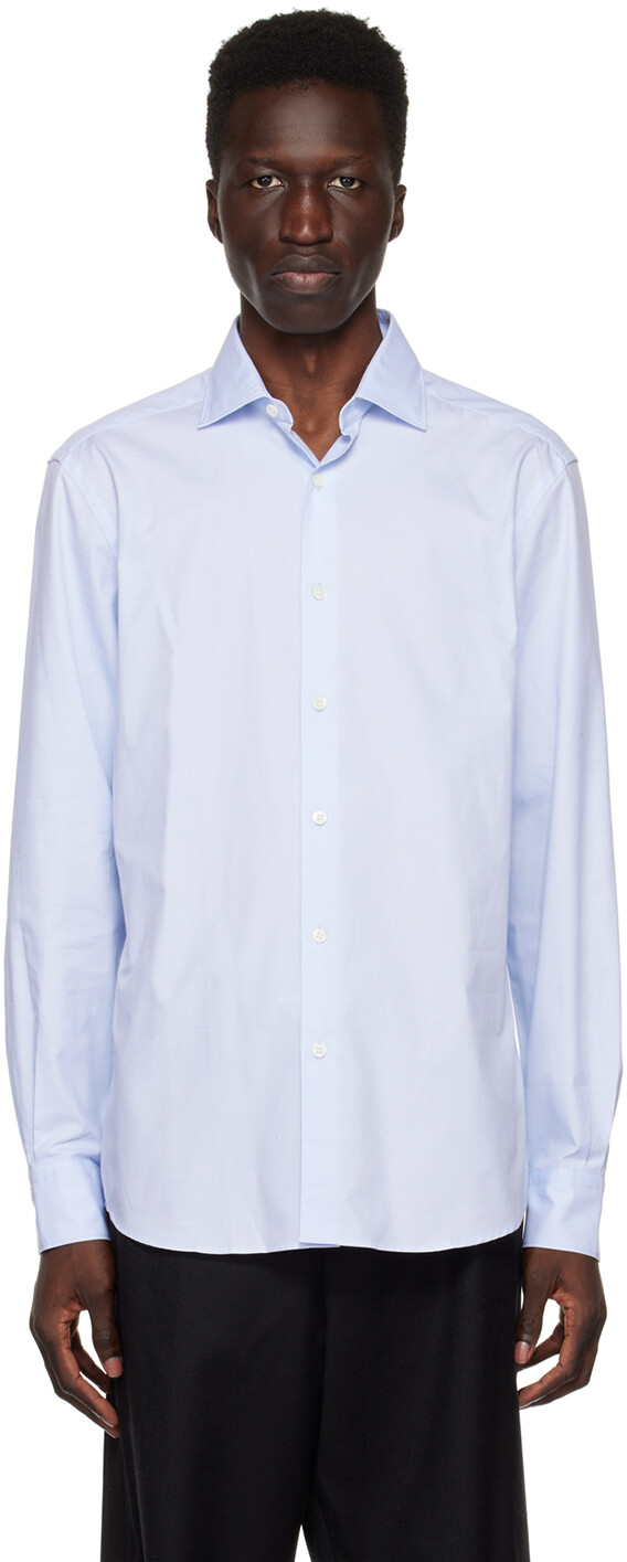 

Синяя рубашка классического кроя ZEGNA