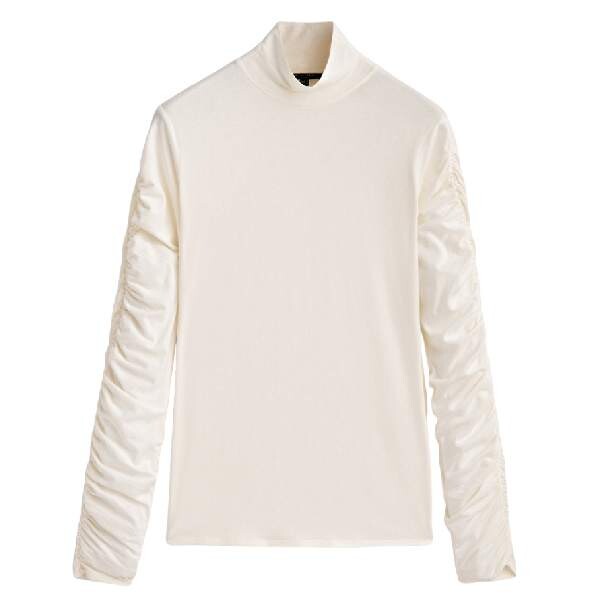 

Водолазка Massimo Dutti Long-sleeve Gathered, кремовый