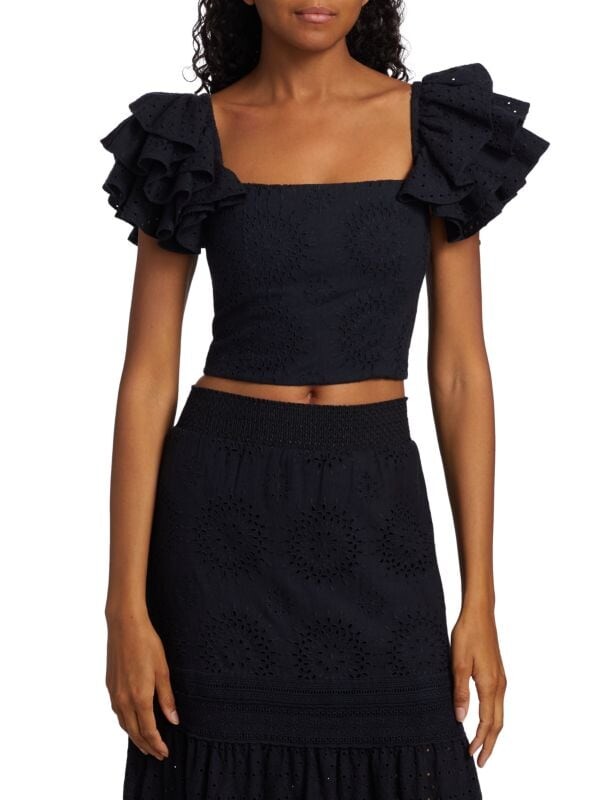 

Укороченный топ tawny с квадратным вырезом и оборками Alice + Olivia Black