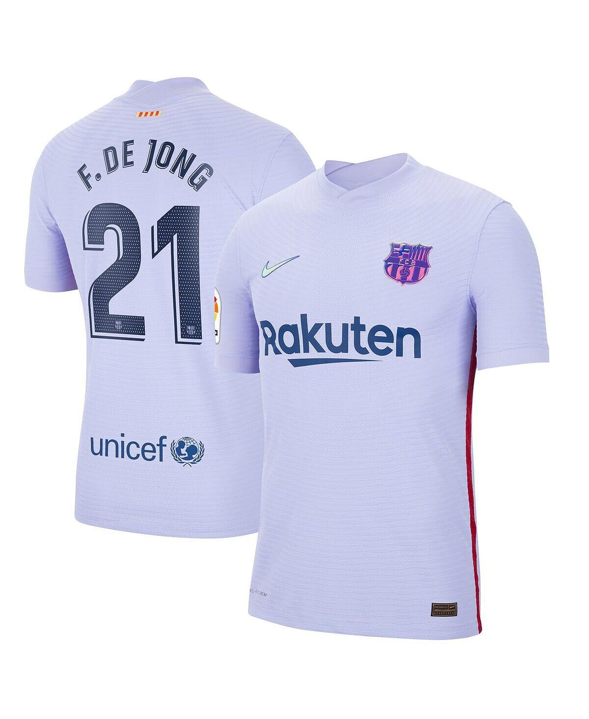 

Мужская футболка frenkie de jong purple barcelona 2021/22 на выезде, аутентичная футболка игрока Nike, фиолетовый