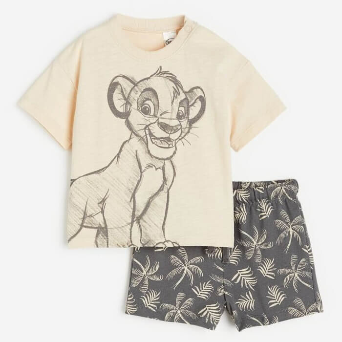 

Комплект H&M Printed The Lion King, 2 предмета, светло-бежевый/темно-серый