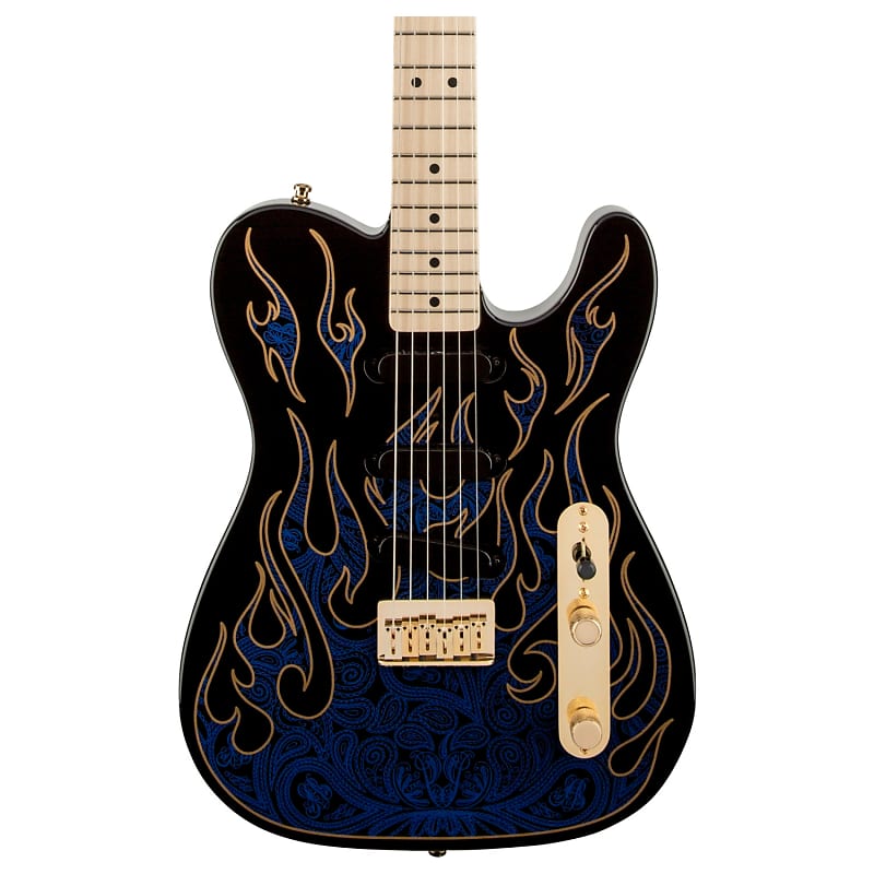 Fender James Burton Telecaster, кленовый гриф, Blue Paisley Flames с футляром