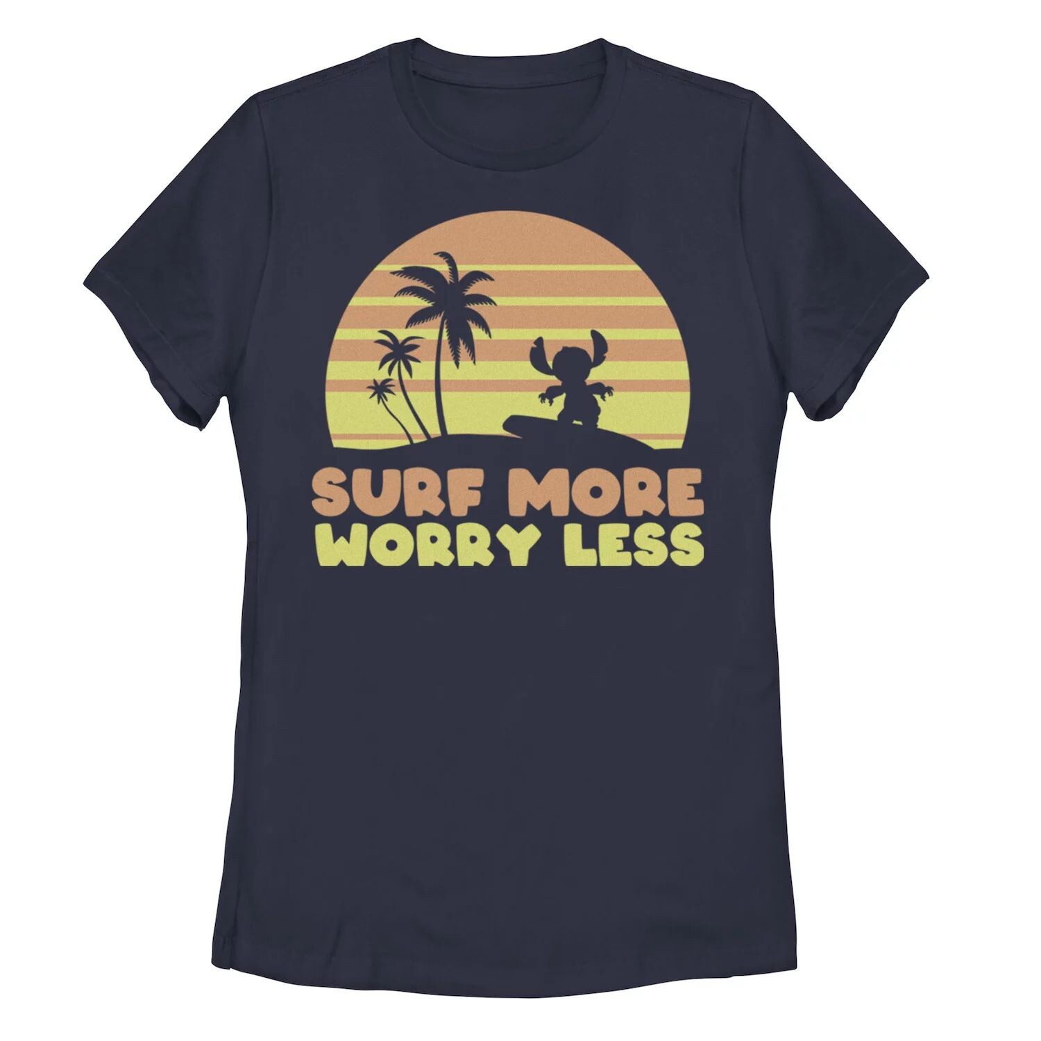 

Детская футболка Disney Lilo & Stitch с портретом в стиле ретро «Surf More Worry Less» Licensed Character
