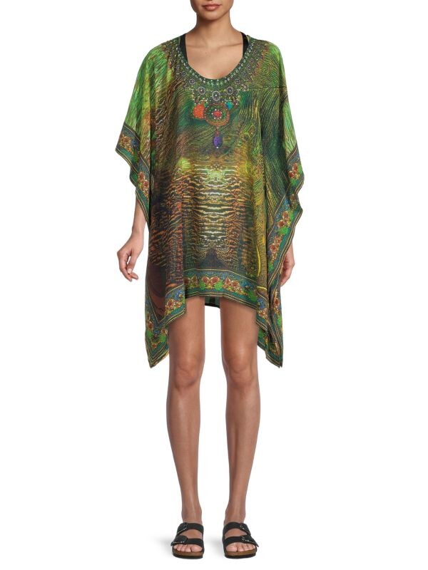 

Накидка-кафтан с принтом paradise peacock La Moda Clothing Green multi