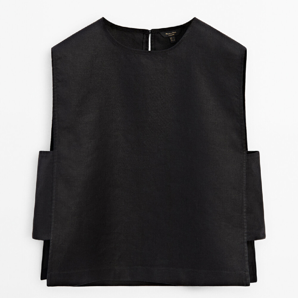 

Топ Massimo Dutti 100% Linen With Side Detail, черный