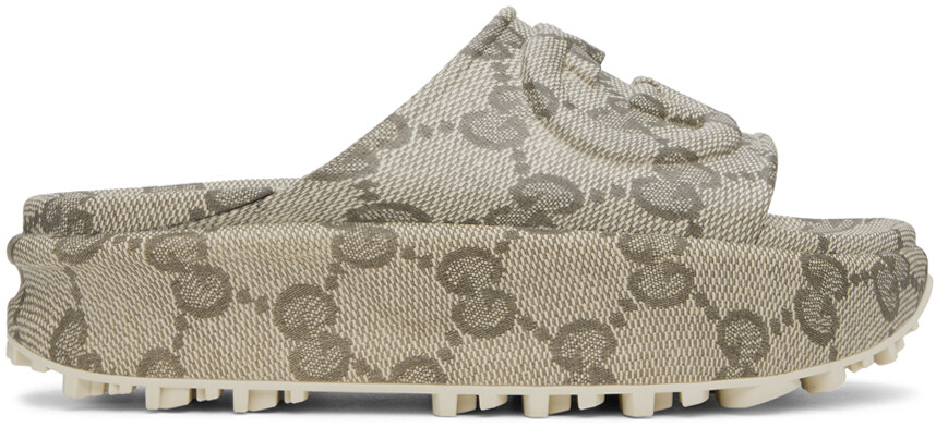 

Бежевые шлепанцы Interlocking G Gucci