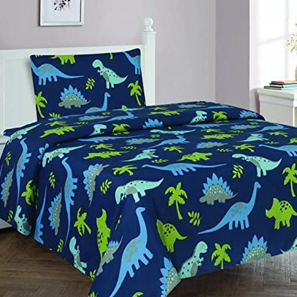 цена Комплект постельного белья Elegant Home Kids Dinosaurs, 3 предмета, синий/мультиколор/зеленый