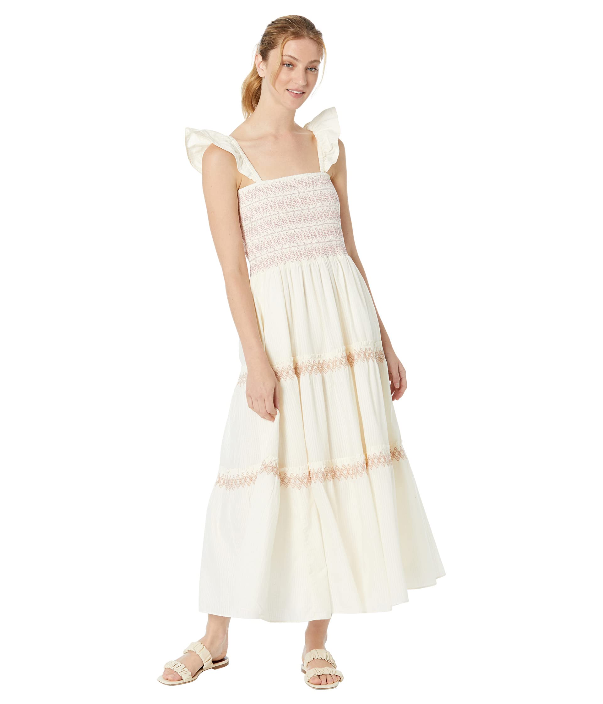 Платье Madewell, Lucie Smocked Tiered Midi Dress