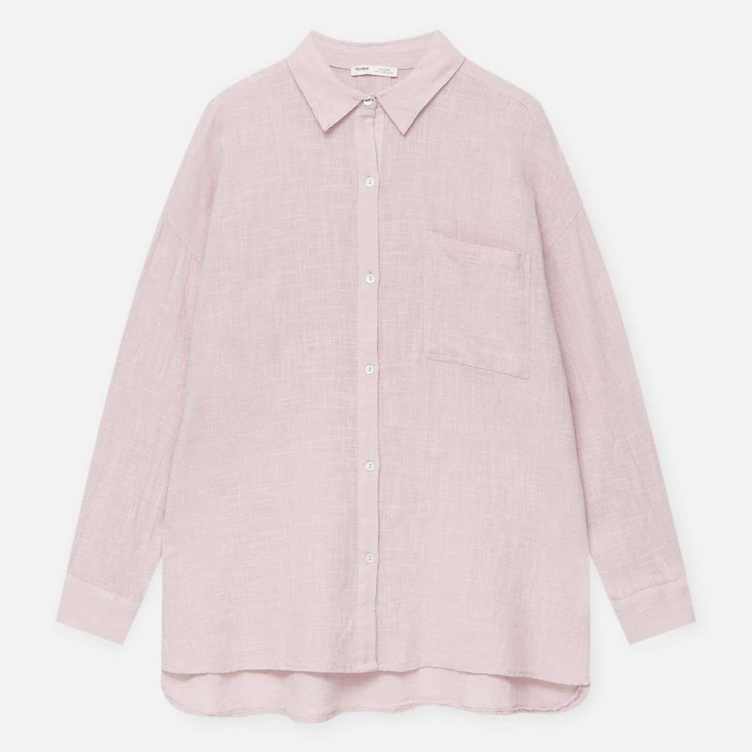 

Рубашка Pull&Bear Rustic Oversized, светло-розовый