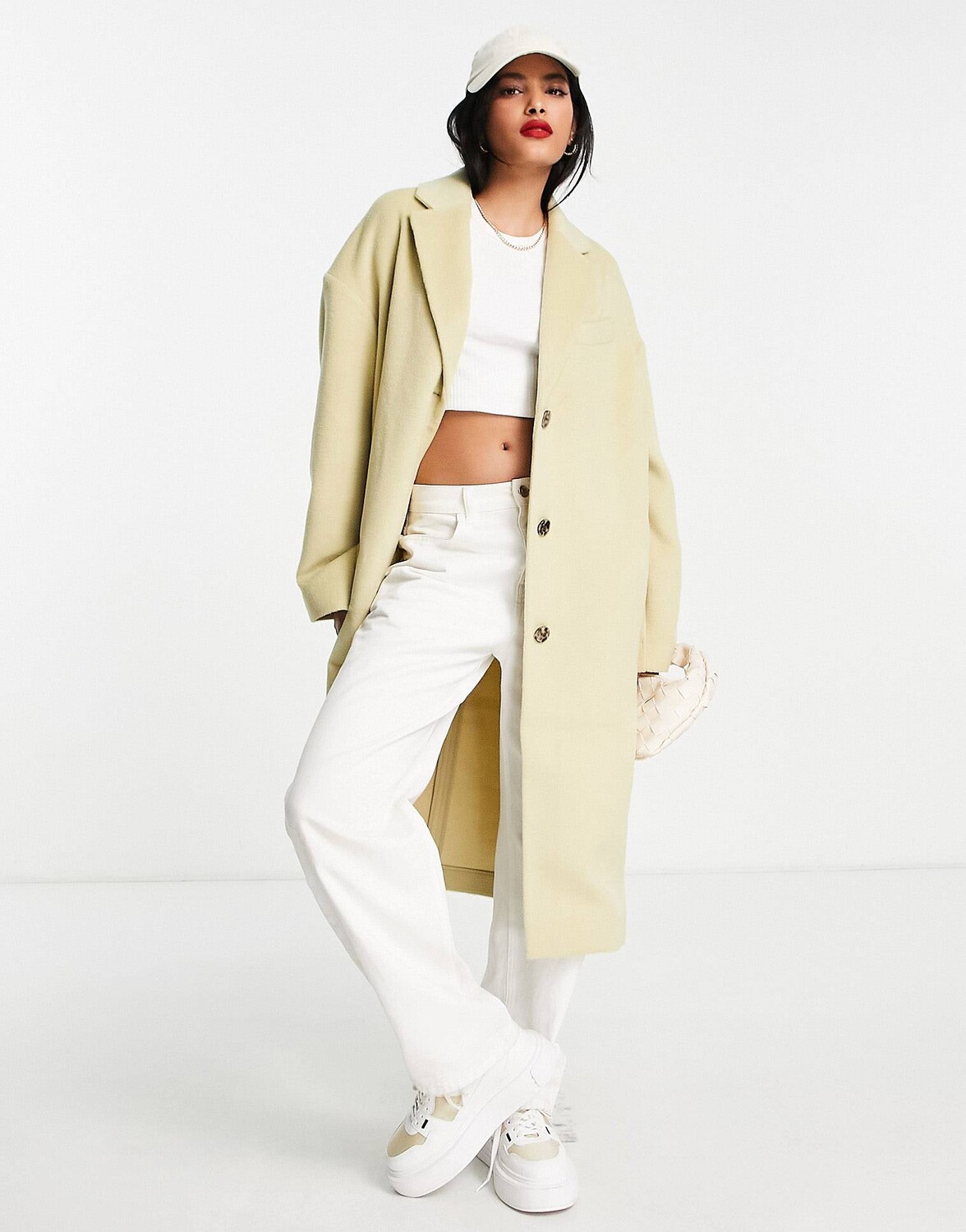 

Элегантное длинное пальто Topshop цвета шалфея