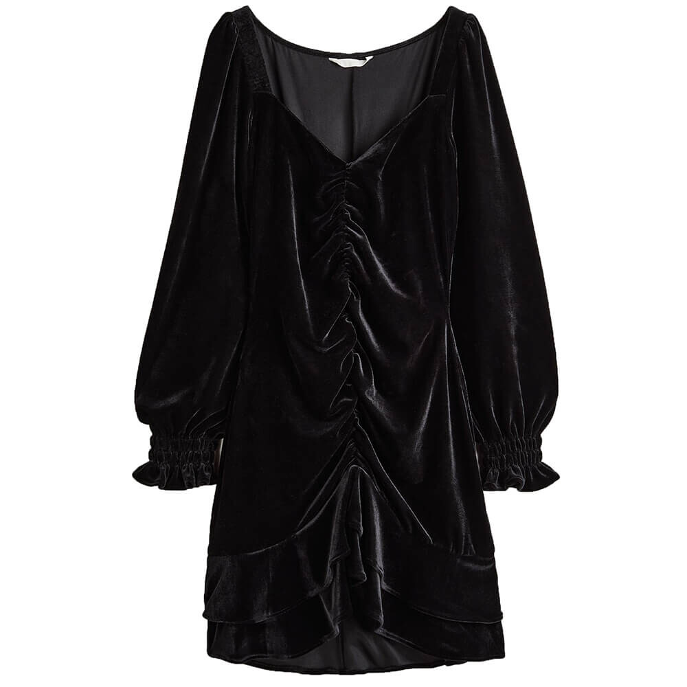 

Платье H&M Gathered with Balloon Sleeves, черный