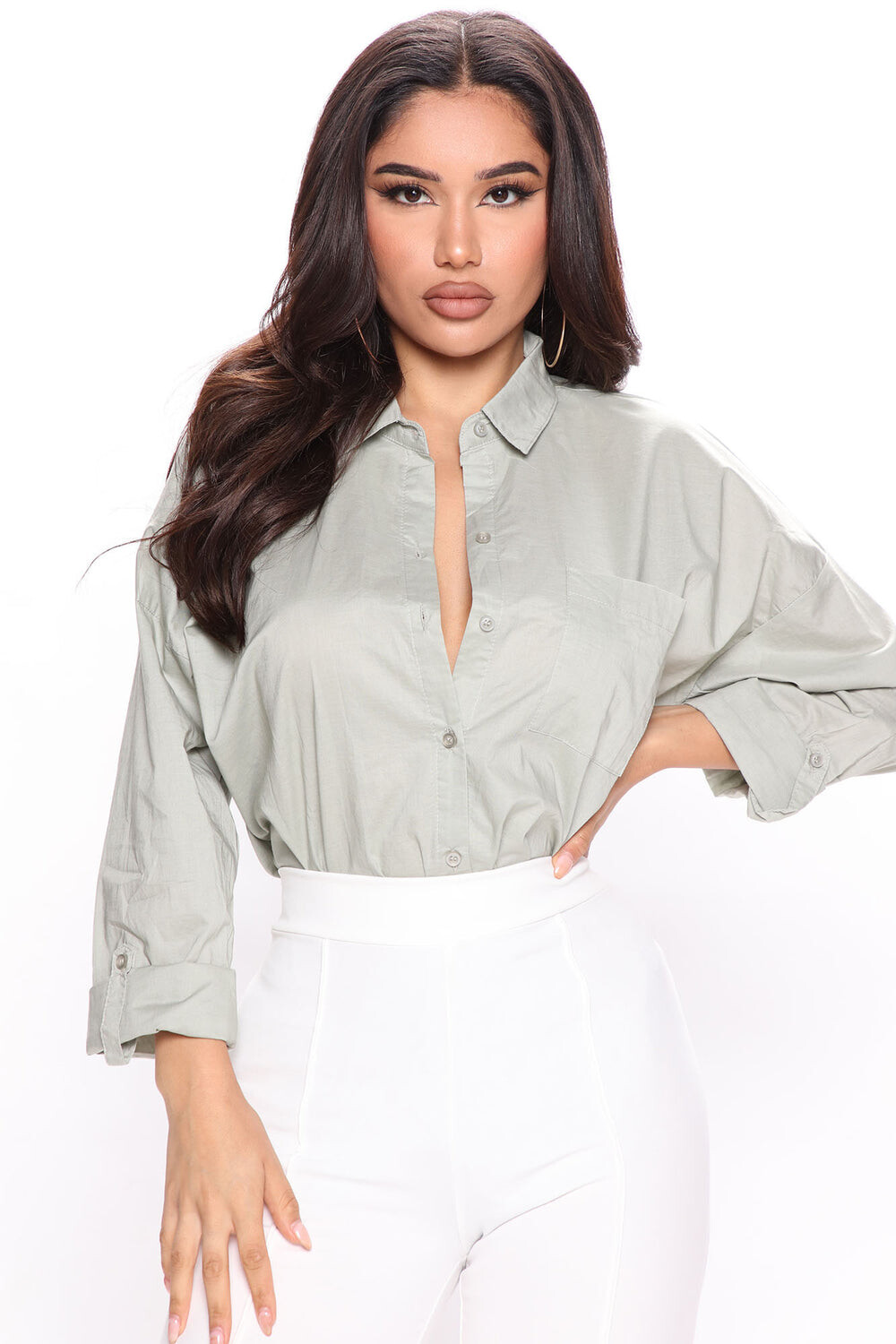 

Рубашка Fashion Nova 1812622, шалфей