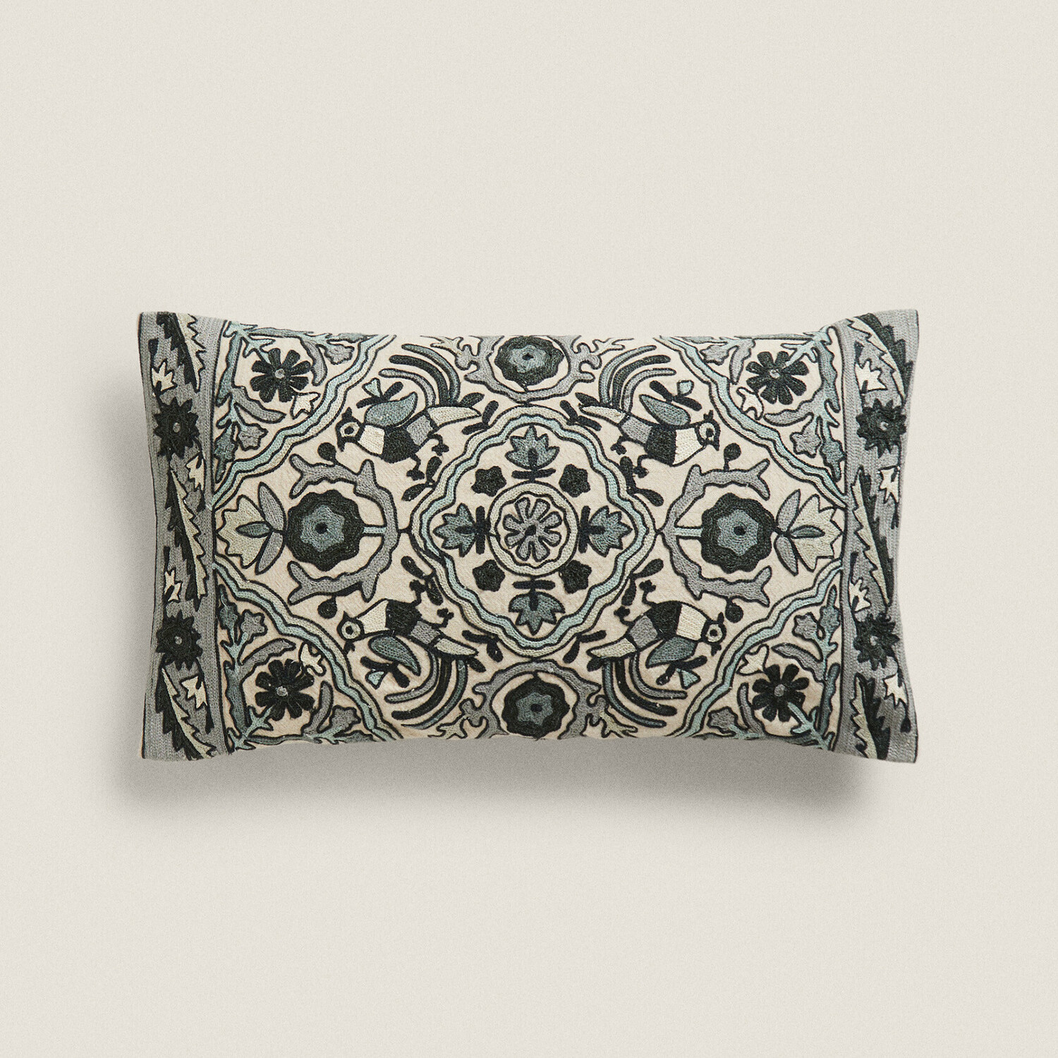 

Чехол для подушки Zara Home Embroidered, бежевый/мультиколор