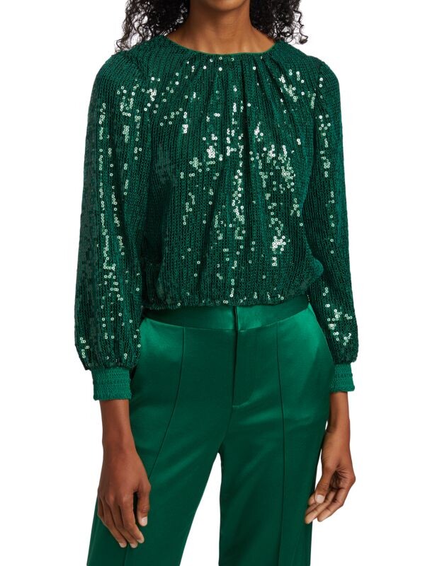 

Укороченный топ avila с присборенными манжетами и пайетками Alice + Olivia Emerald